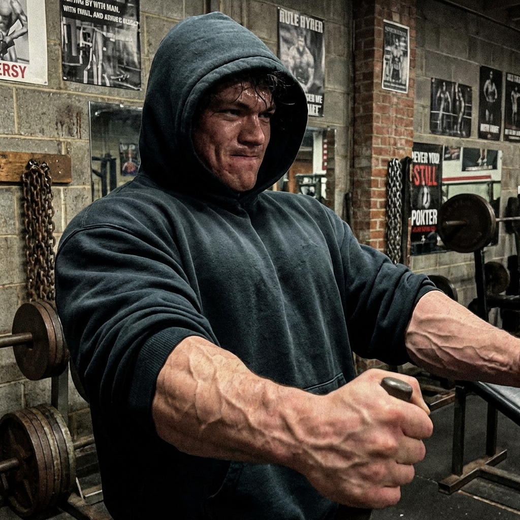 Sam Sulek entrenando pecho con congestión extrema y venas